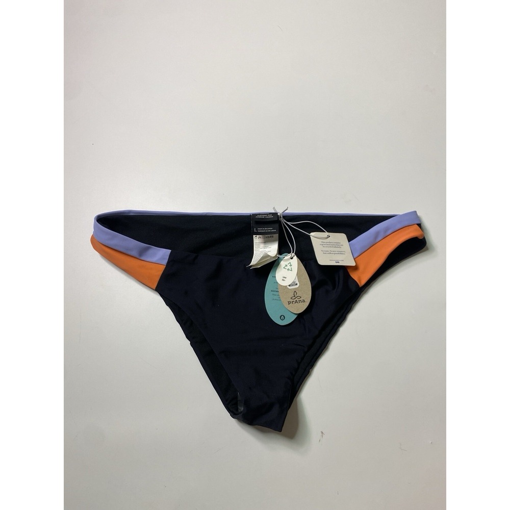 Prana Innix Bottom‎ Black Colorblock Swim Bikini Briefs UPF 50+ New L